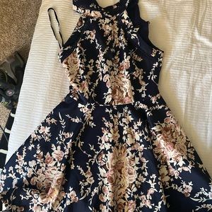 Macy’s floral navy dress